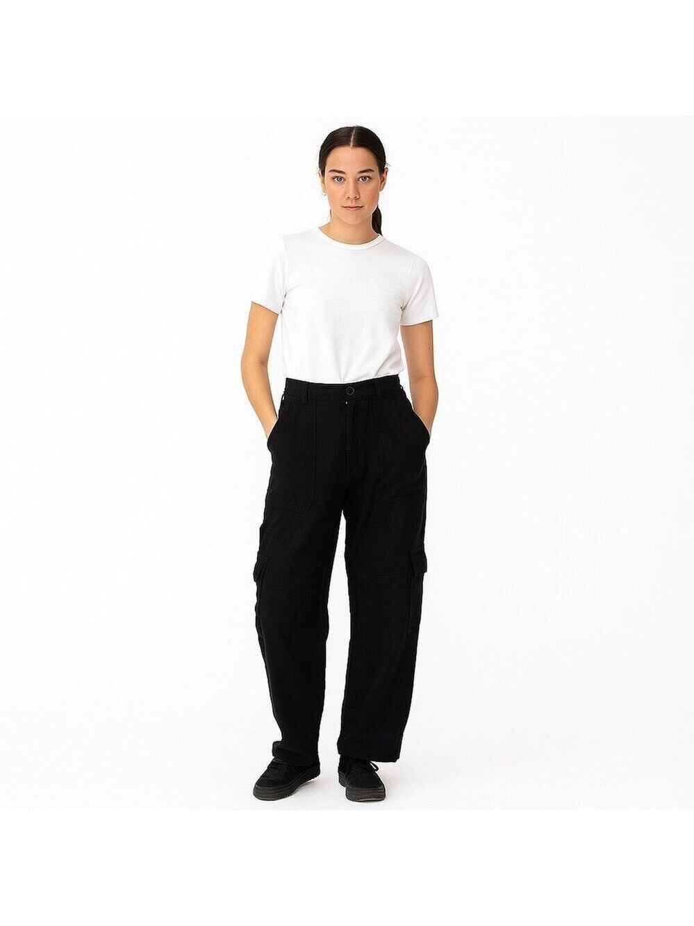 Free People Linen Painter Pants Black Size 0 Anthropologie Wide Leg Minimalist
